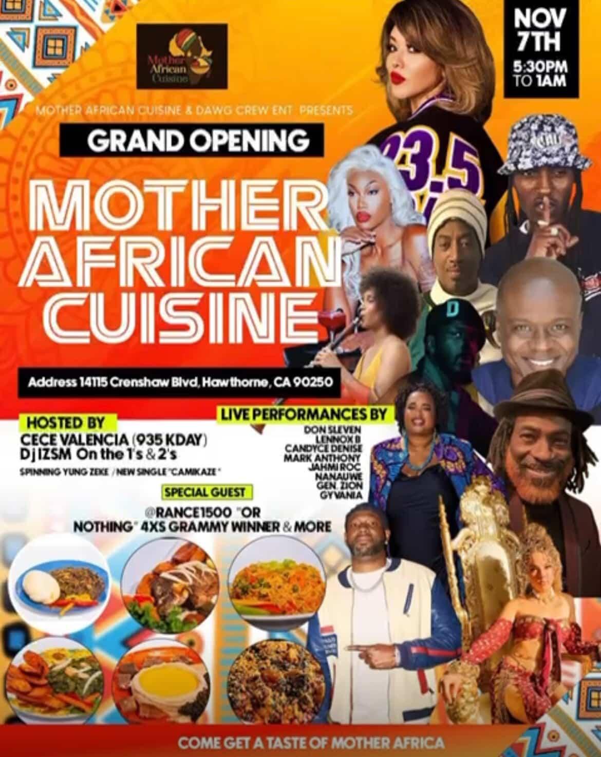 Grand Opening: Mother African Cuisine - Live Music, Food & Culture Celebration